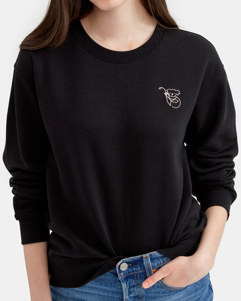 Black Women's Animal Embroidered Sweatshirt