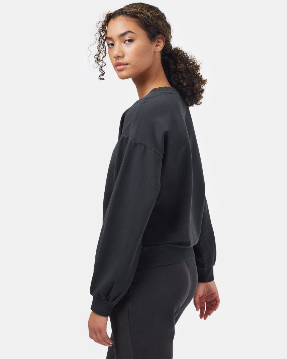 Black Women's Balloon Sleeve Pullover