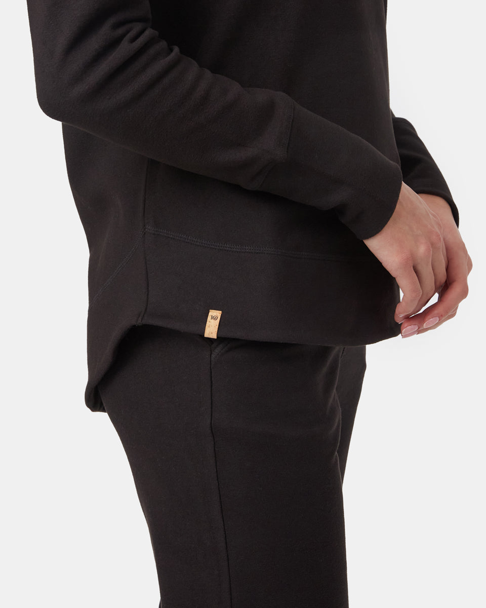 Black Women's Cowl Neck Fleece Hoodie