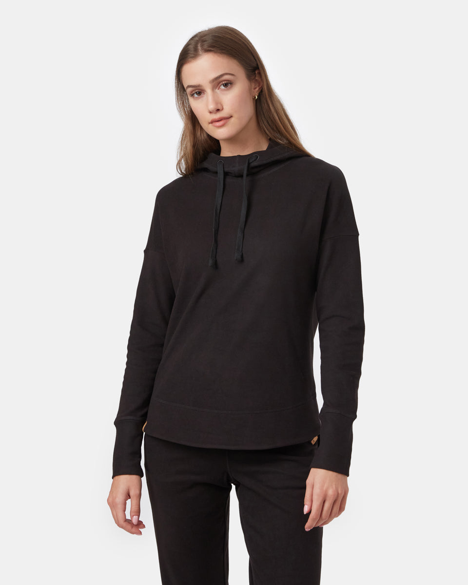Black Women's Cowl Neck Fleece Hoodie