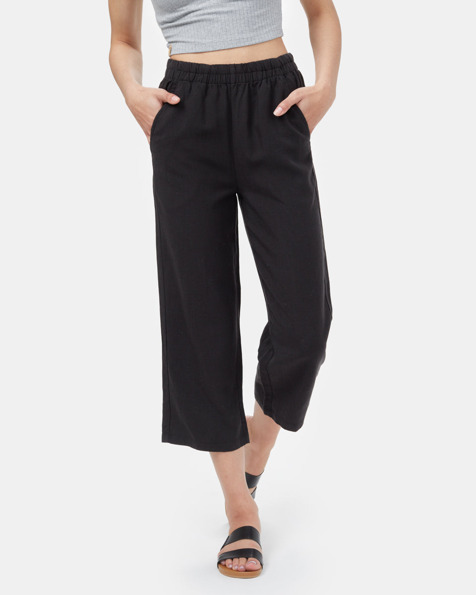 Black Women's Cropped Wide Leg Trousers