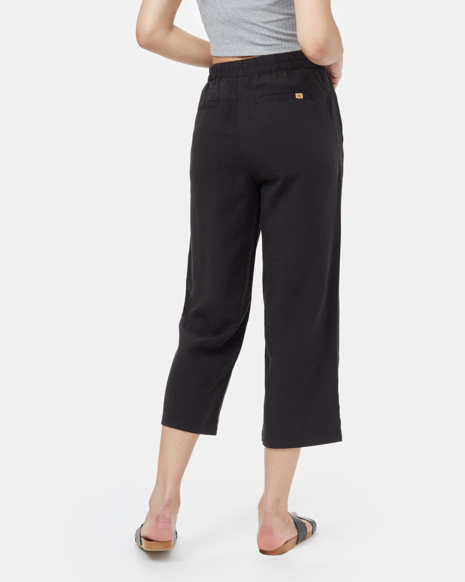 Black Women's Cropped Wide Leg Trousers