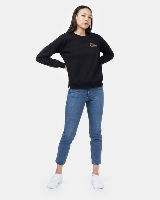 Black Women's Graphic Crew Sweatshirt