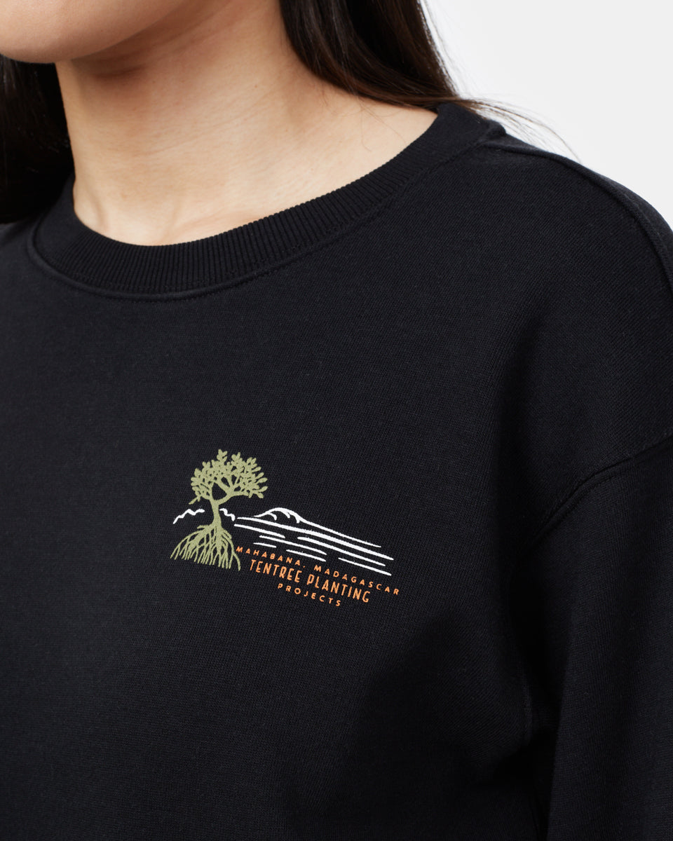 Black Women's Graphic Crew Sweatshirt