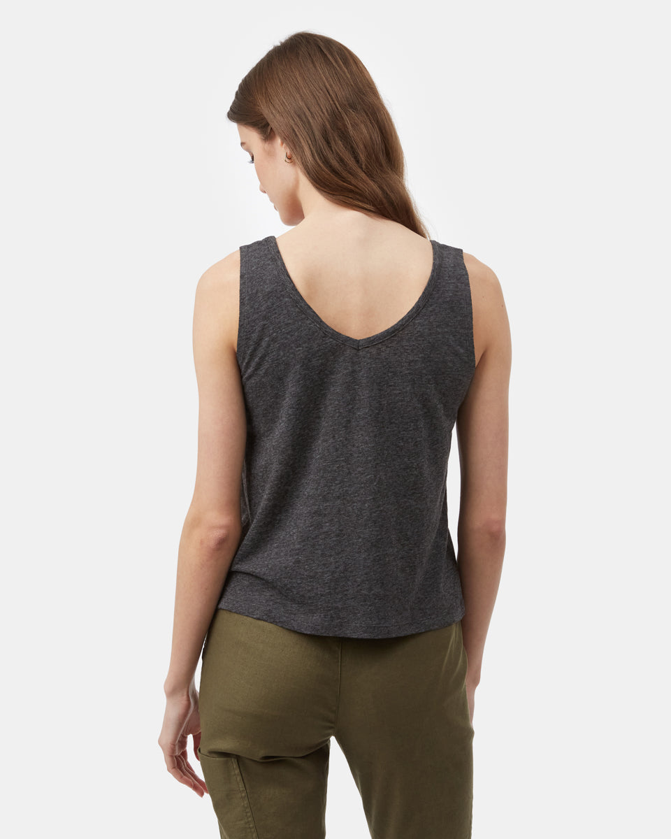 Black Women's Hemp V Neck Tank Top