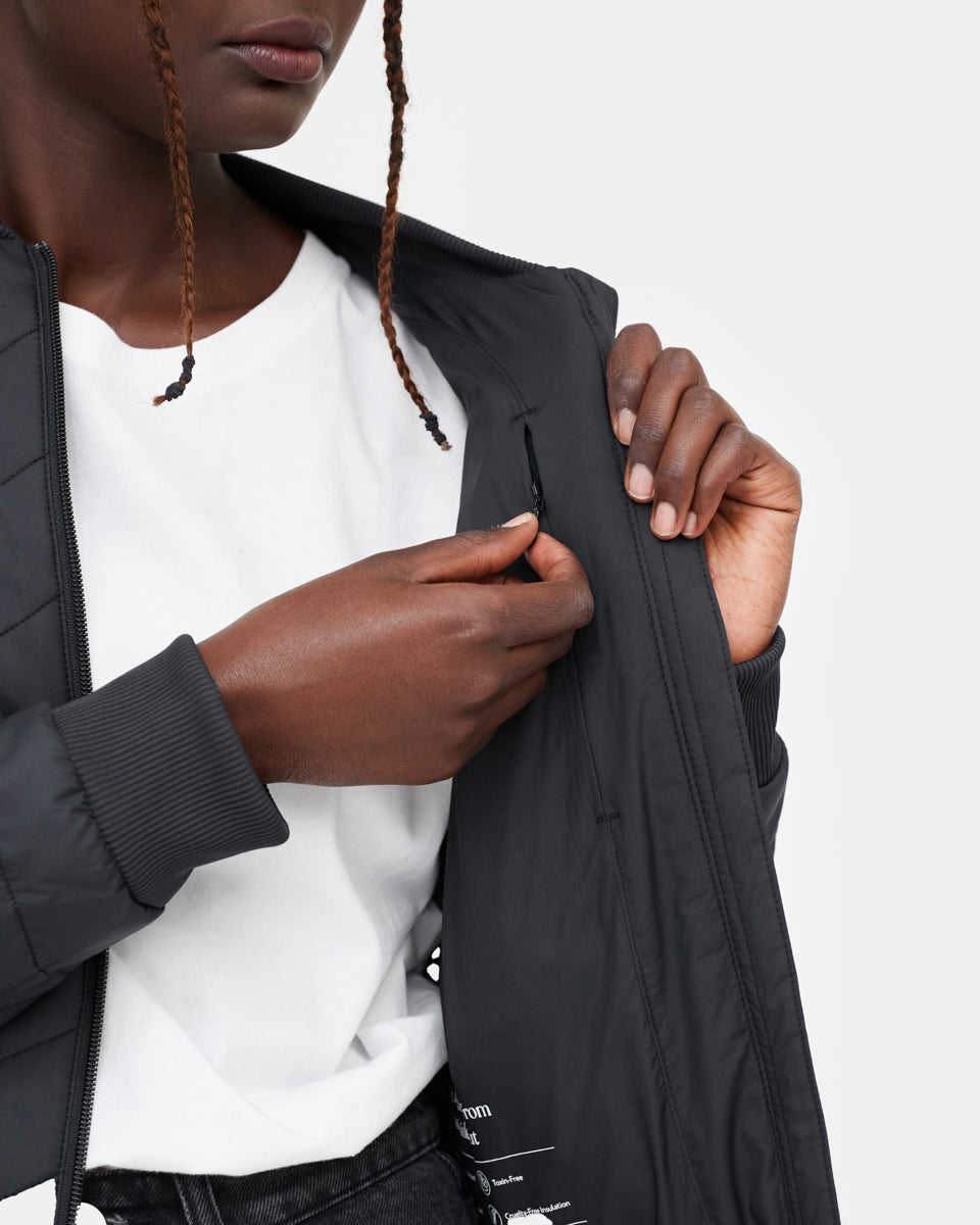 Black Women's Insulated Bomber Jacket