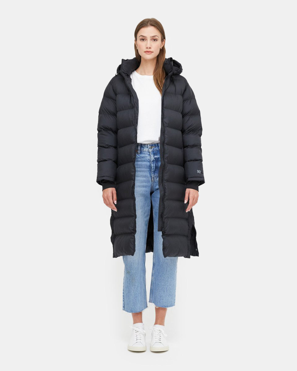 Black Women's Long Puffer Jacket