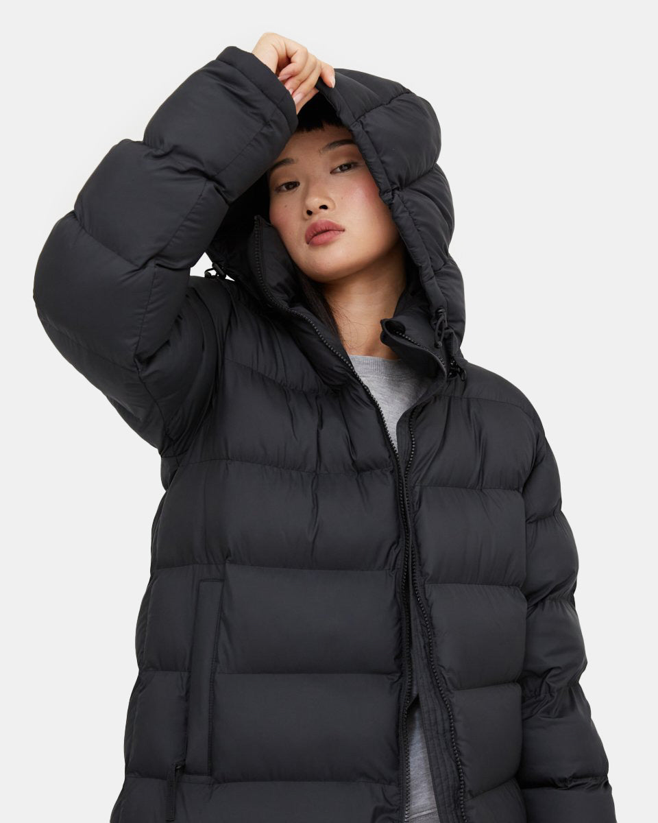 Black Women's Long Puffer Jacket