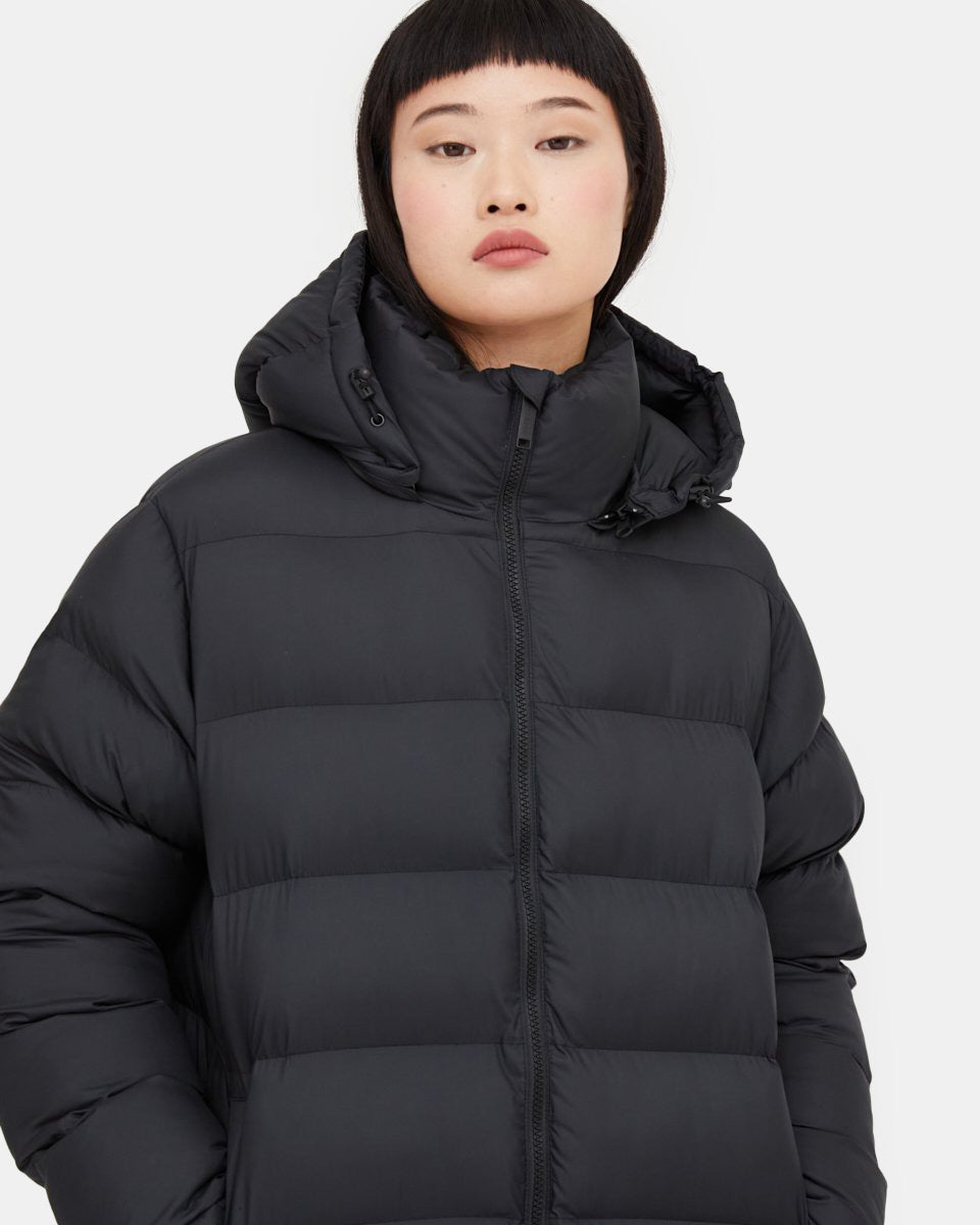 Black Women's Long Puffer Jacket