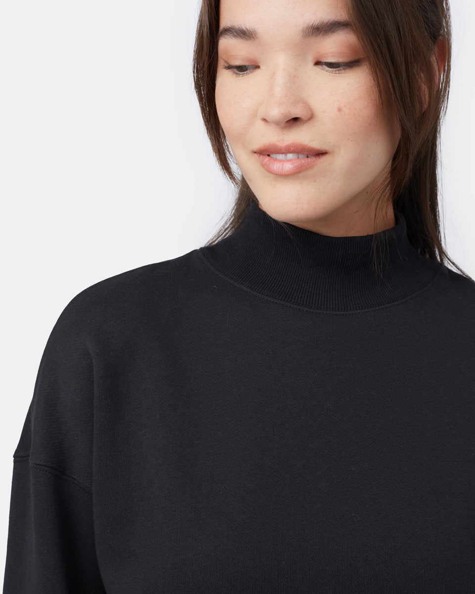 Black Women's Loose-Fit Mock Neck Top