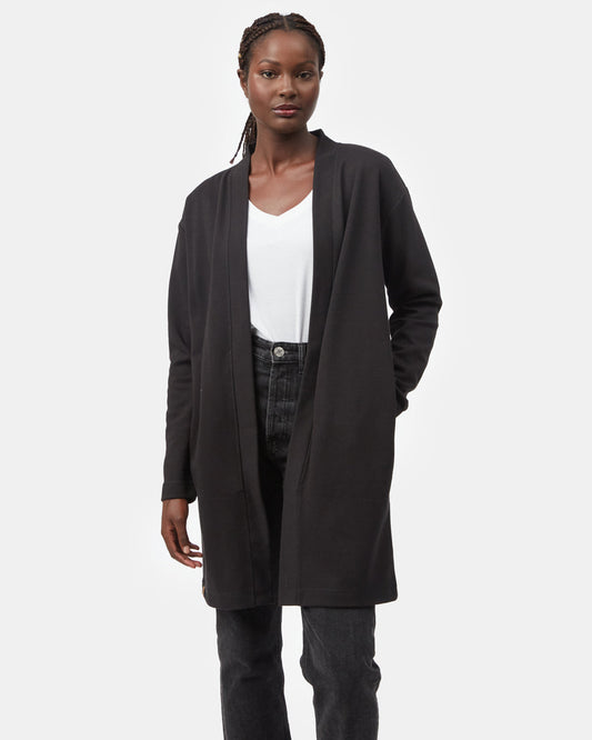 Black Women's Mid-Length Cardigan