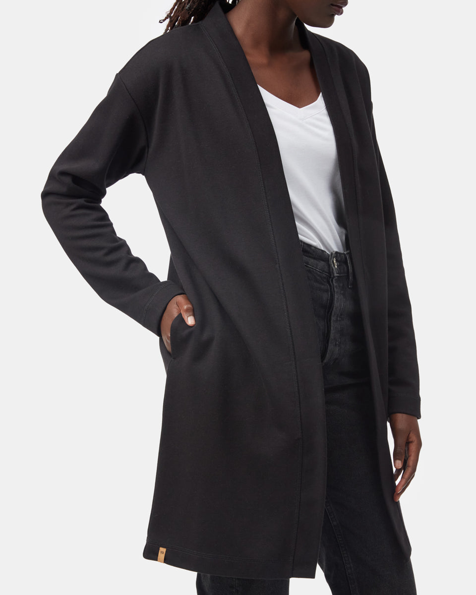 Black Women's Mid-Length Cardigan