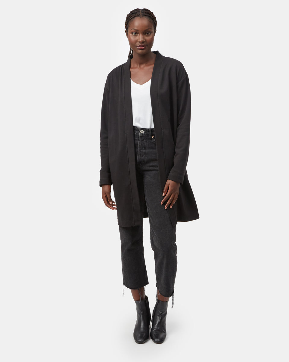 Black Women's Mid-Length Cardigan