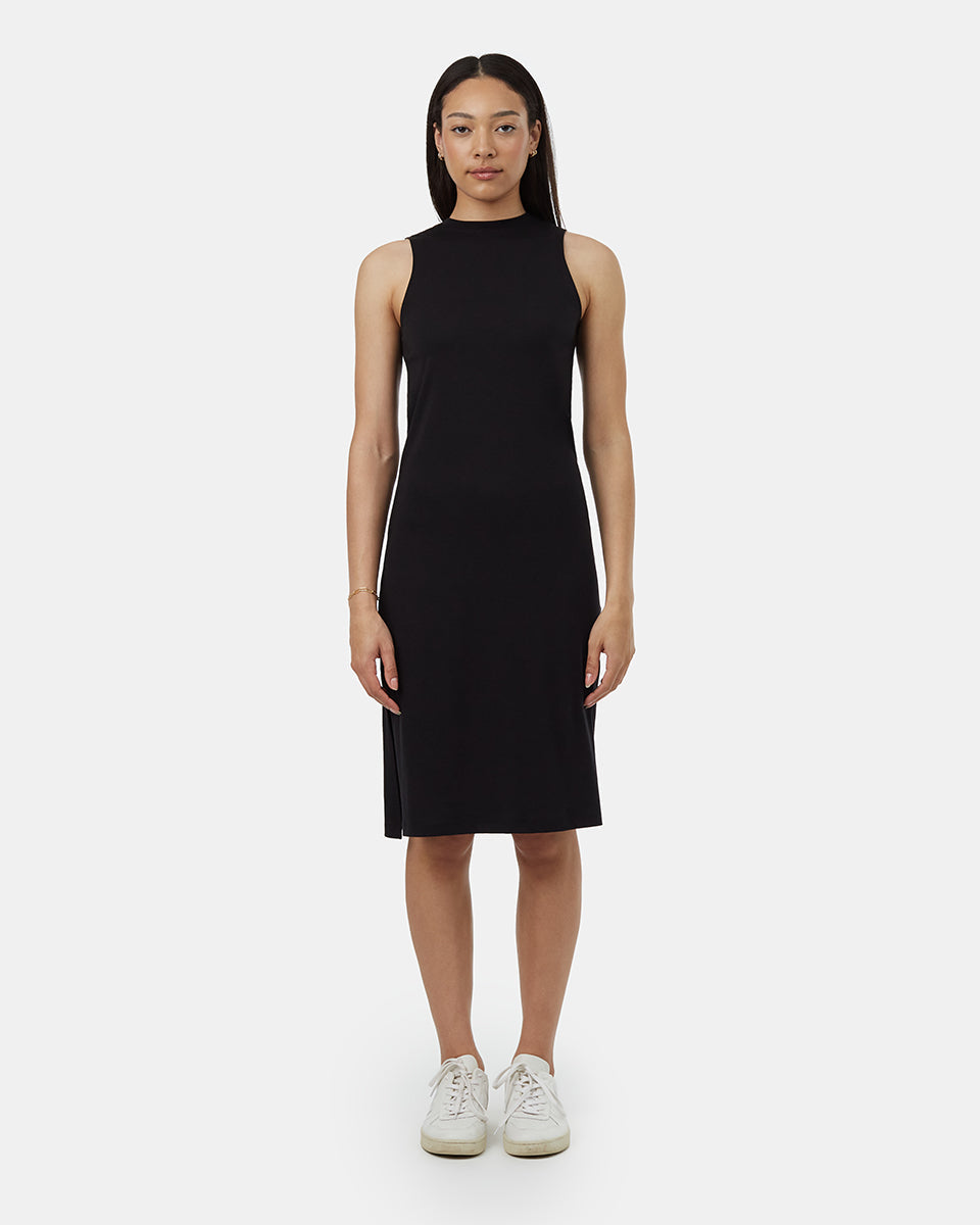 Black Women's Mid-Length Slit Dress