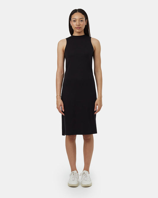 Black Women's Mid-Length Slit Dress