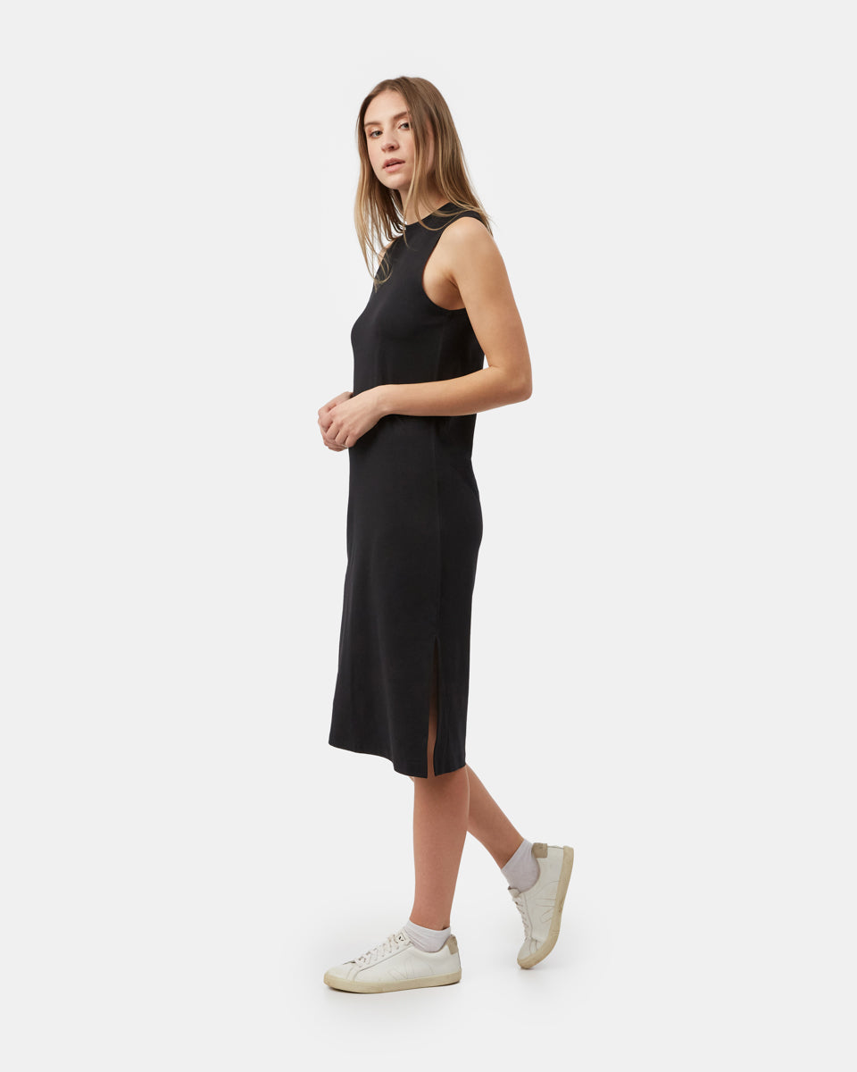 Black Women's Mid-Length Slit Dress