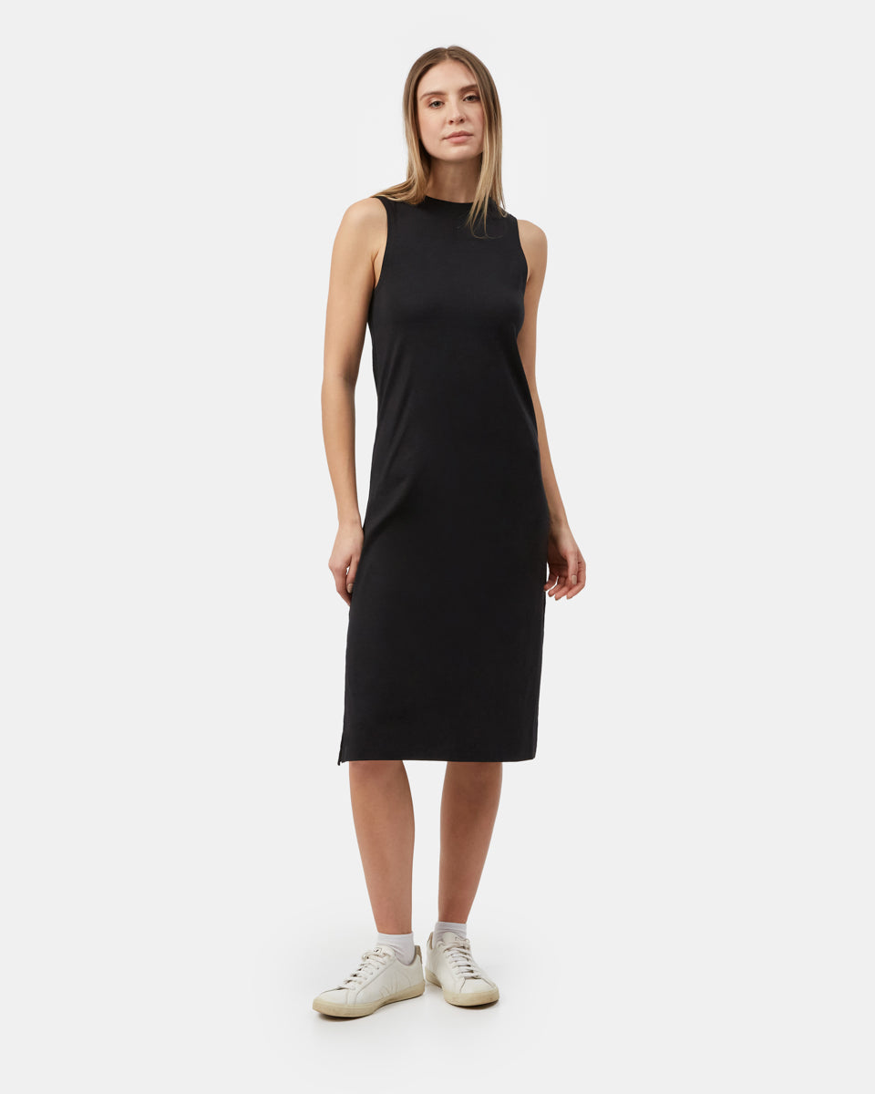 Black Women's Mid-Length Slit Dress
