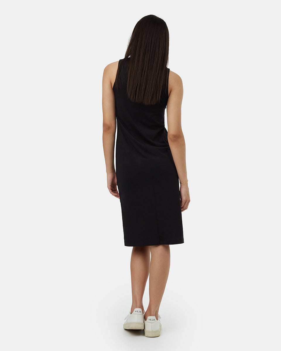 Black Women's Mid-Length Slit Dress