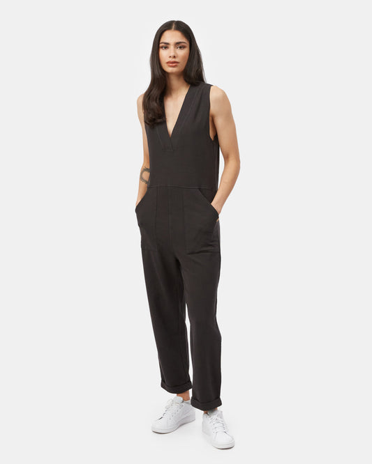 Black Women's Organic Cotton V-Neck Romper