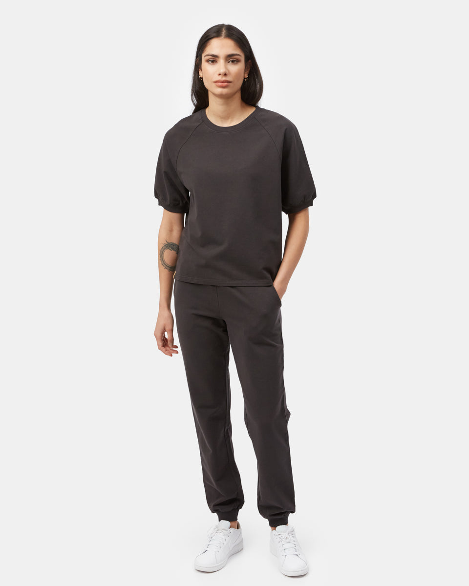 Black Women's Organic French Terry Short Sleeve Top