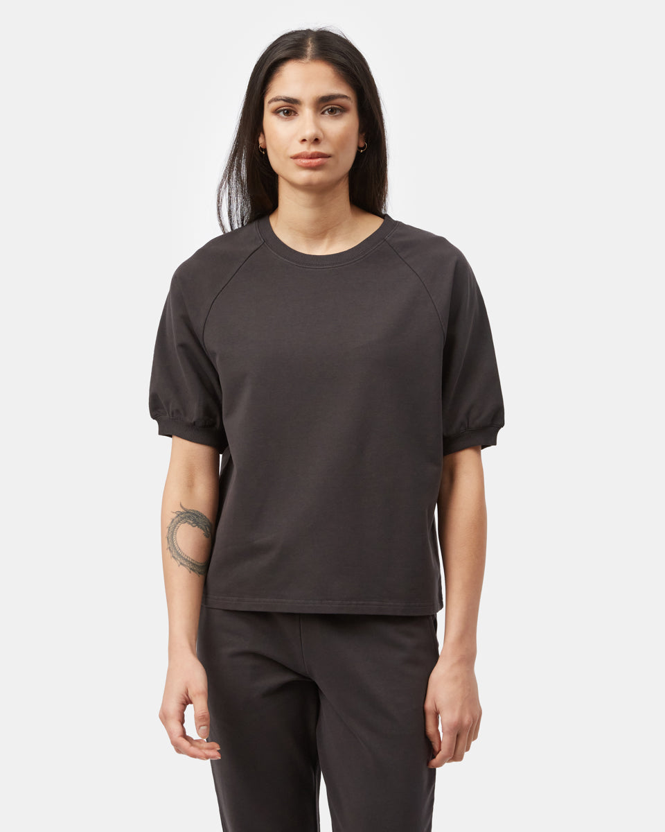 Black Women's Organic French Terry Short Sleeve Top