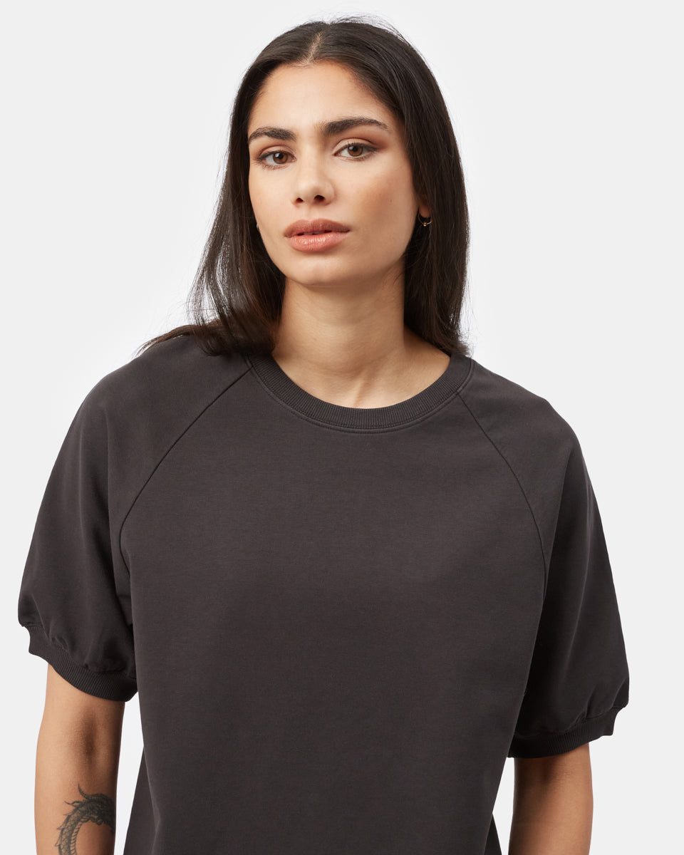 Black Women's Organic French Terry Short Sleeve Top