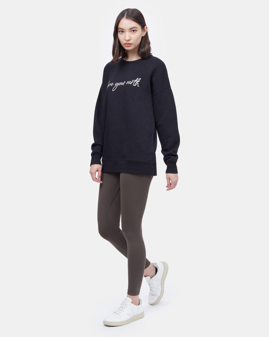 Black Women's Oversized Crew Sweatshirt