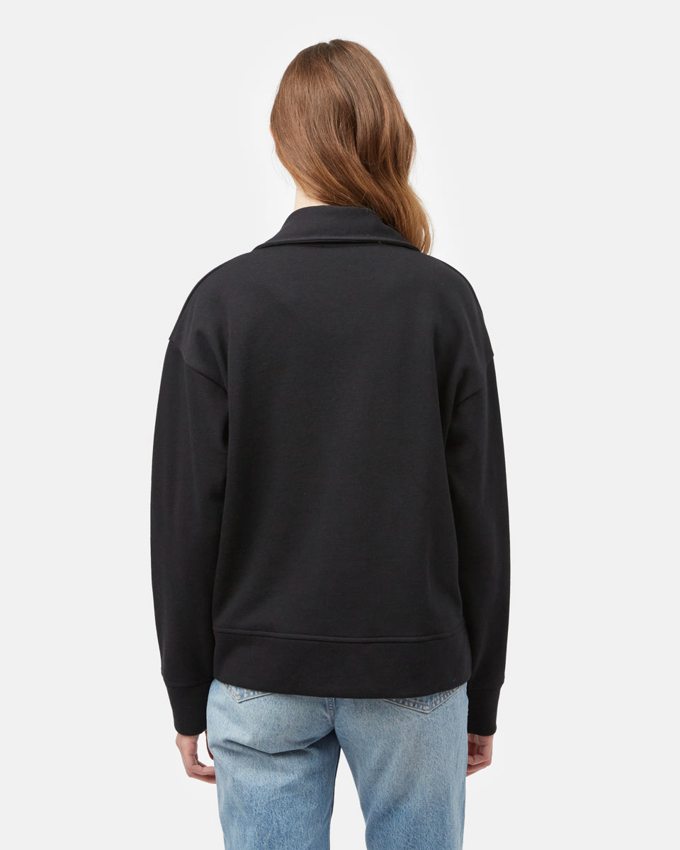 Black Women's Oversized V Neck Collar Sweatshirt