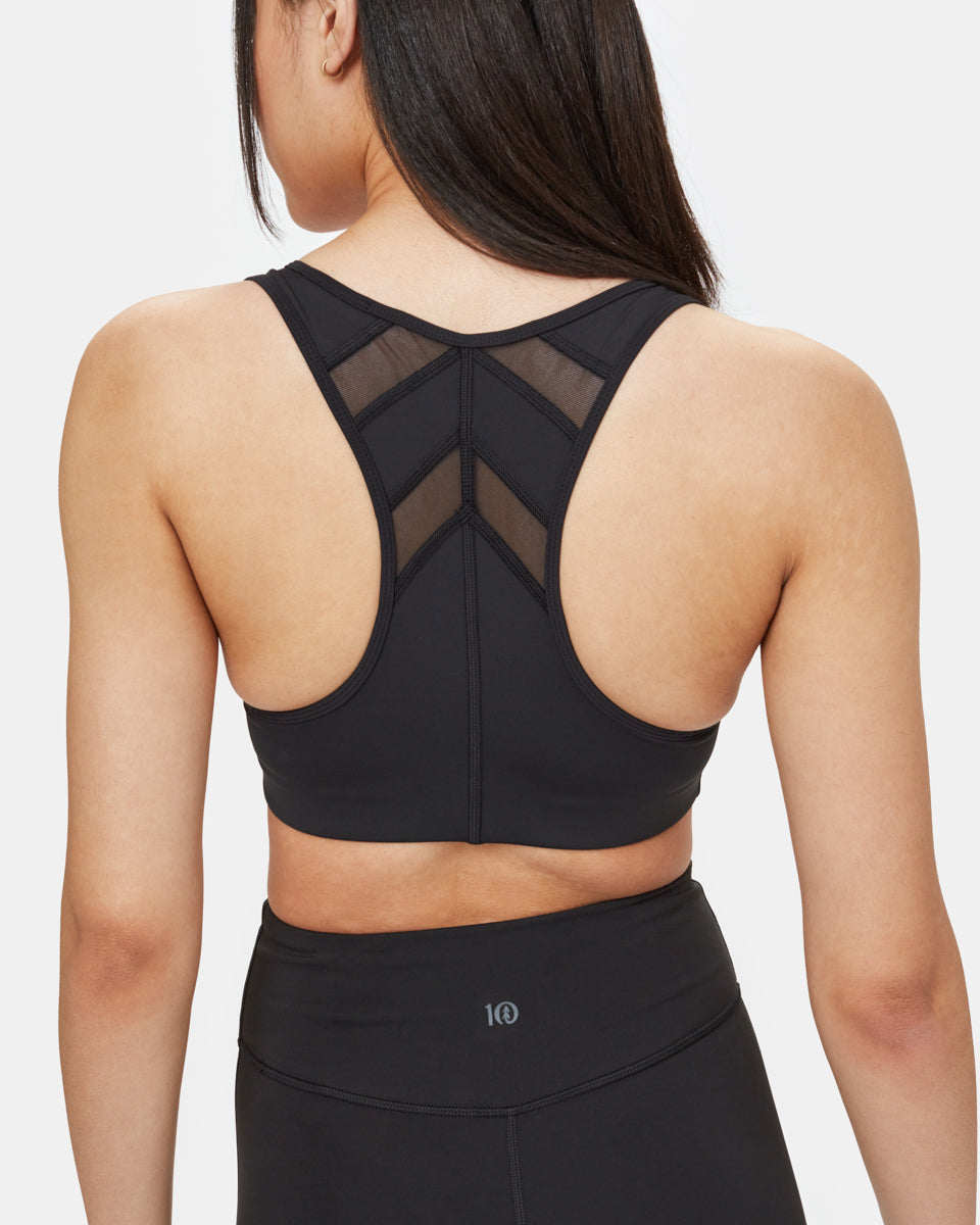 Black Women's Recycled Mesh Sports Bra Top