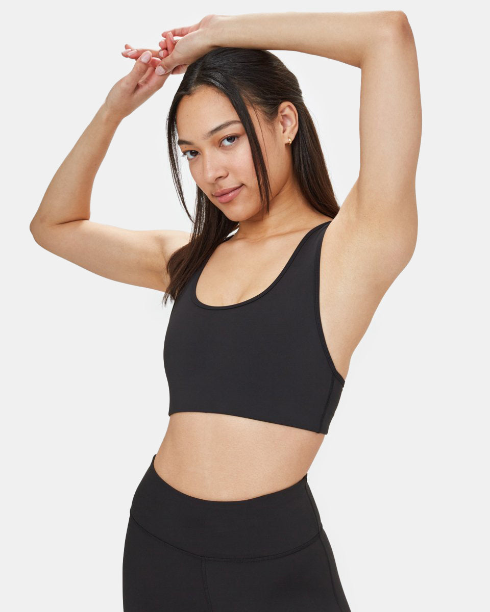 Black Women's Recycled Mesh Sports Bra Top