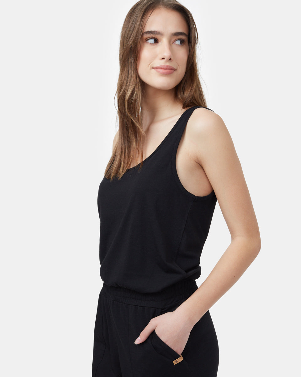 Black Women's Recycled Tank Jumpsuit