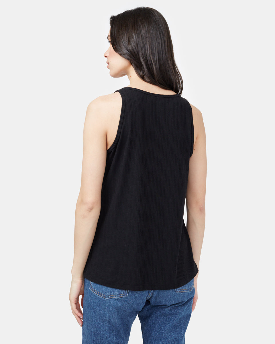 Black Women's Ribbed Sleeveless Tank Top