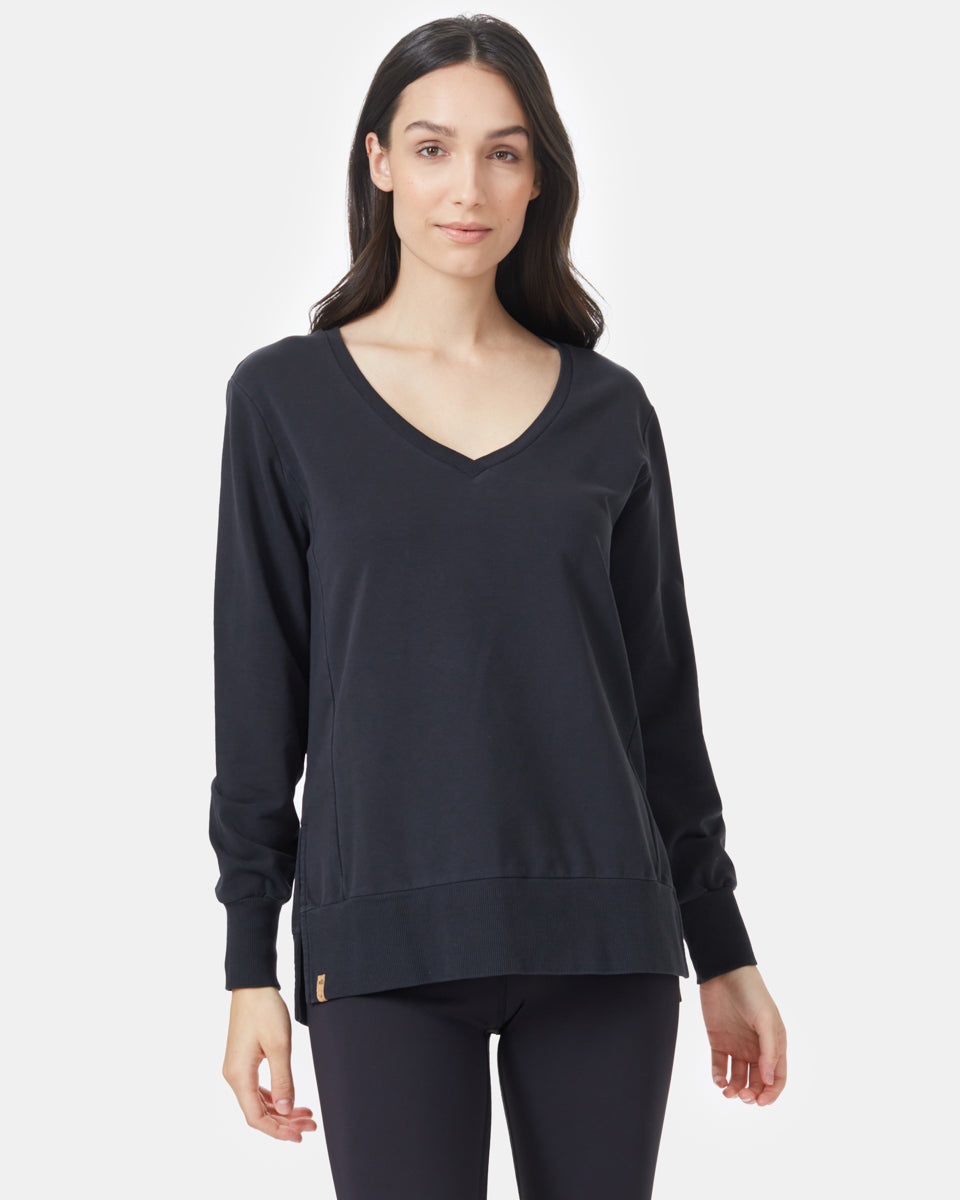 Black Women's V-Neck Tunic Top
