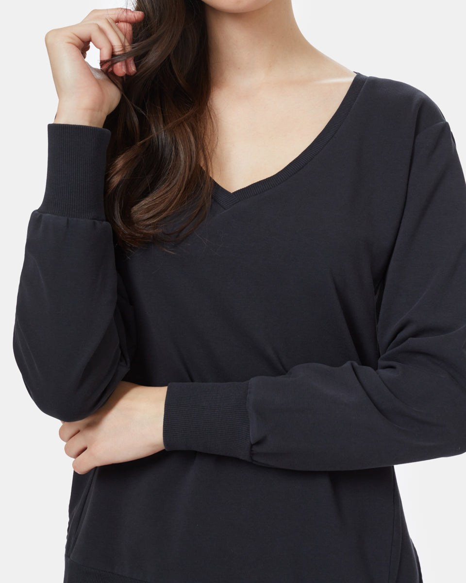 Black Women's V-Neck Tunic Top