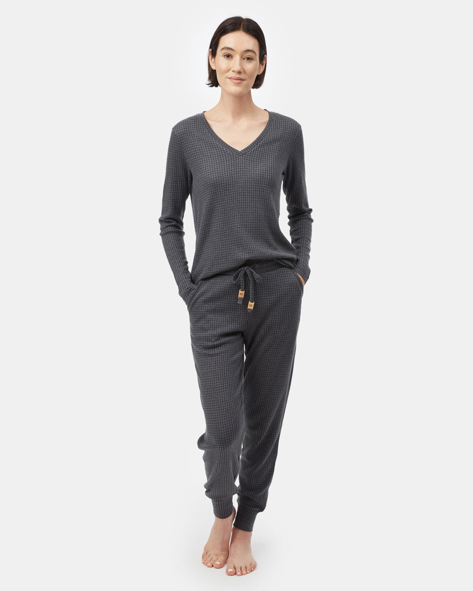 Black Women's Waffle Knit Joggers