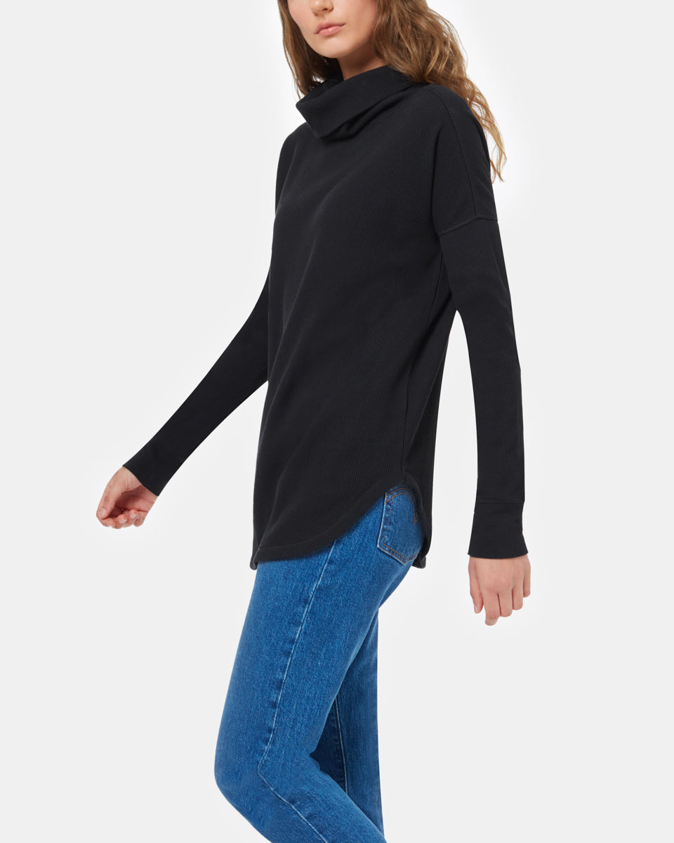 Black Women's Waffle Knit Sweater