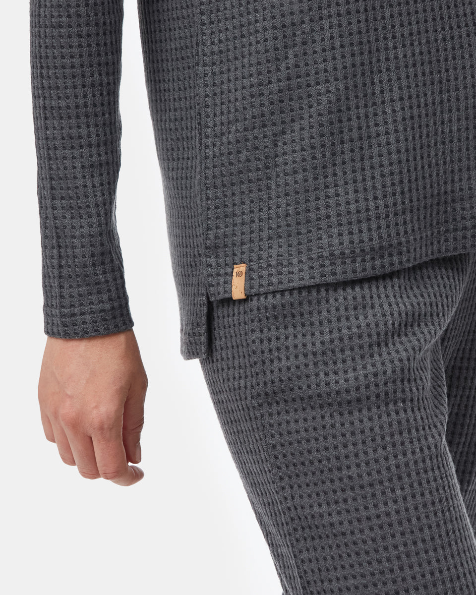 Black Women's Waffle Knit V-Neck Top