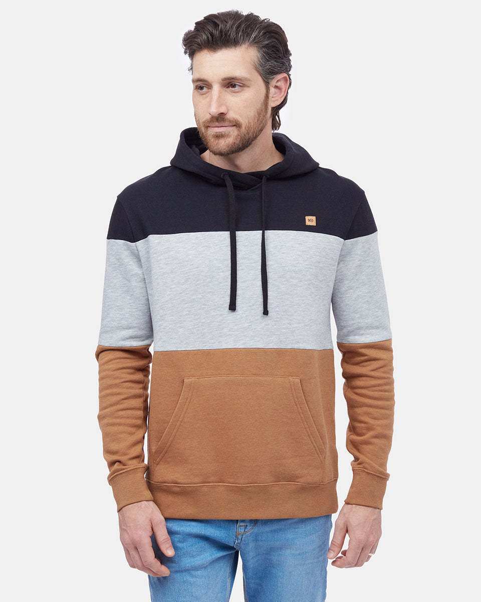 Black,Gray Men's Stripe Pullover Hoodie