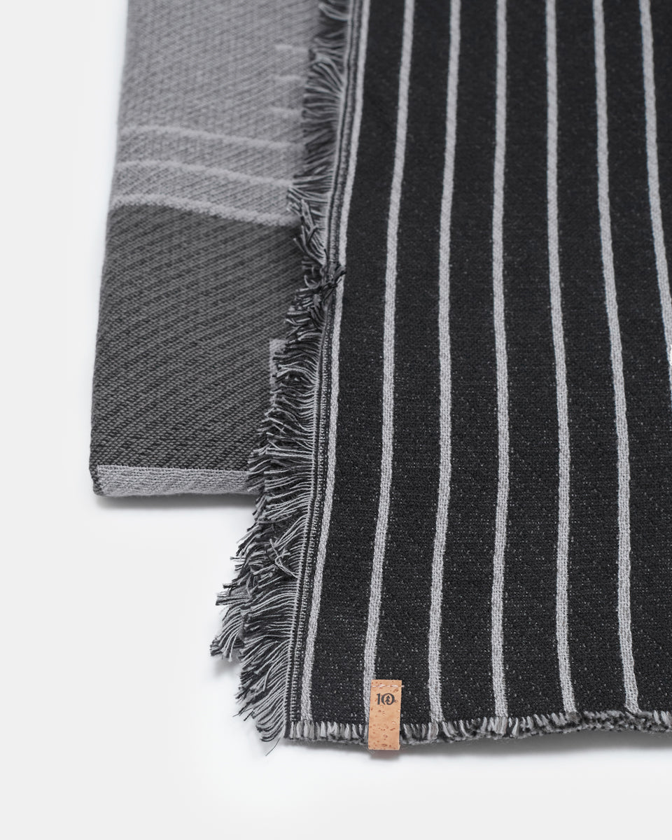 Black,Gray Organic Cotton Woven Blanket