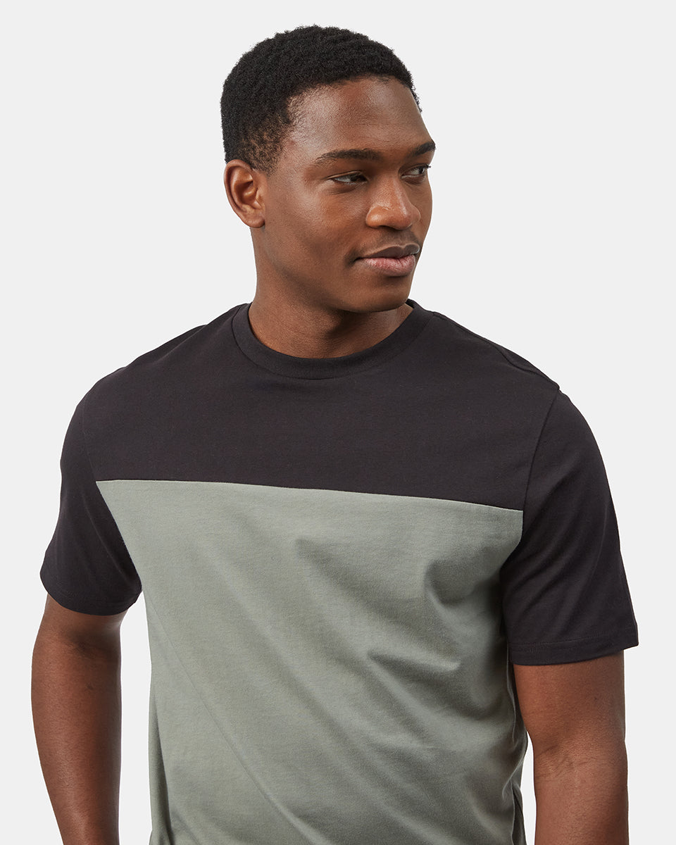 Black,Green Men's Oversized Block Colour T-Shirt