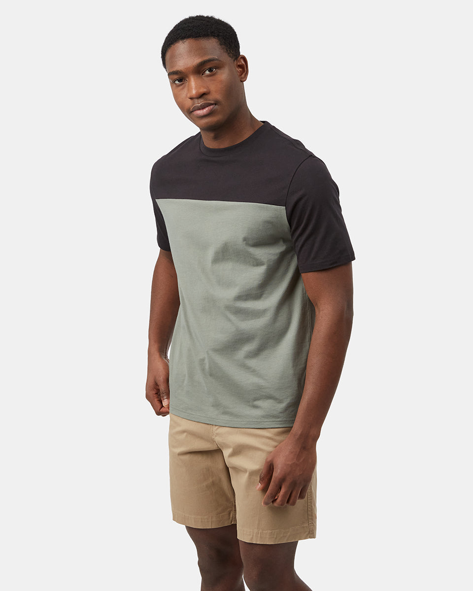 Black,Green Men's Oversized Block Colour T-Shirt