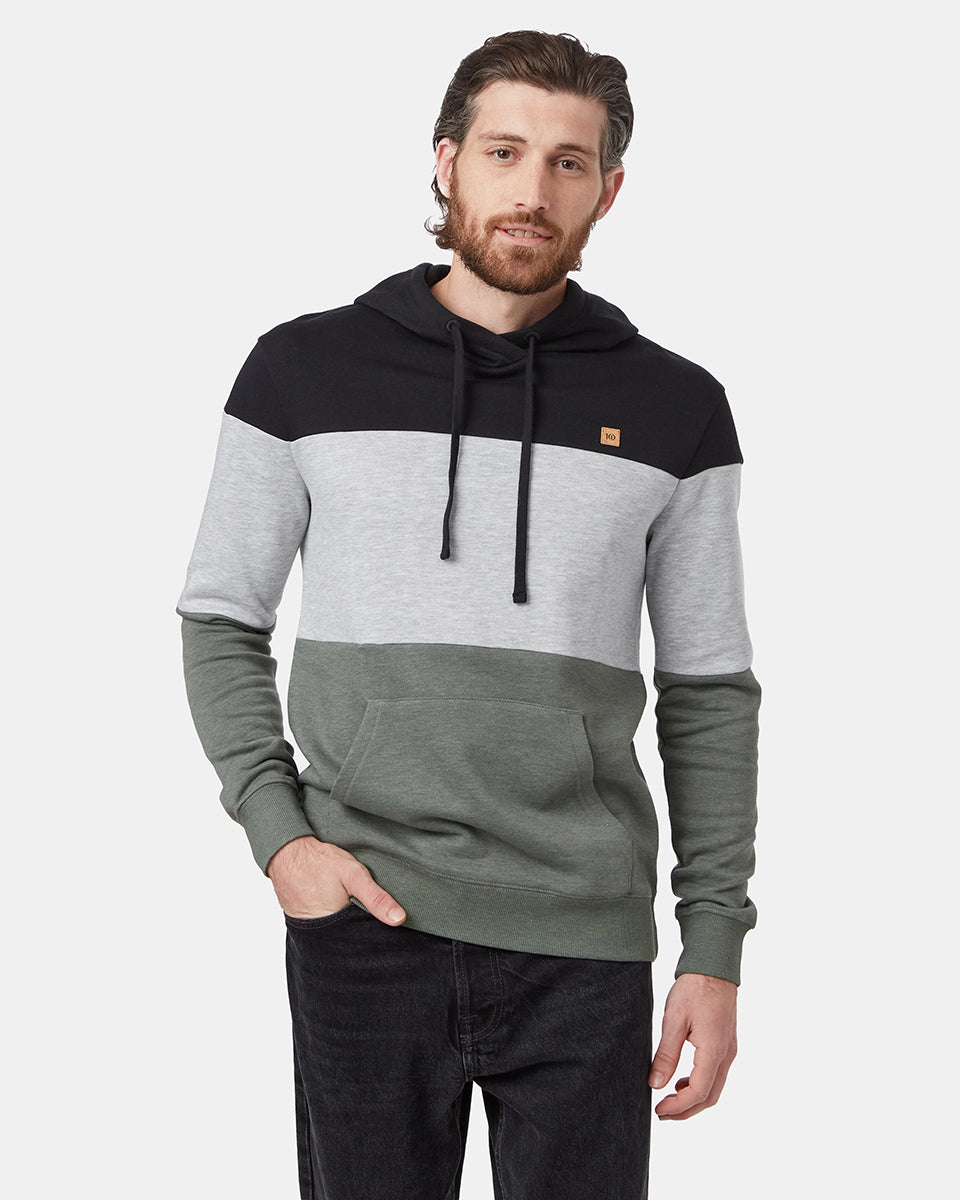 Black,Green Men's Stripe Pullover Hoodie