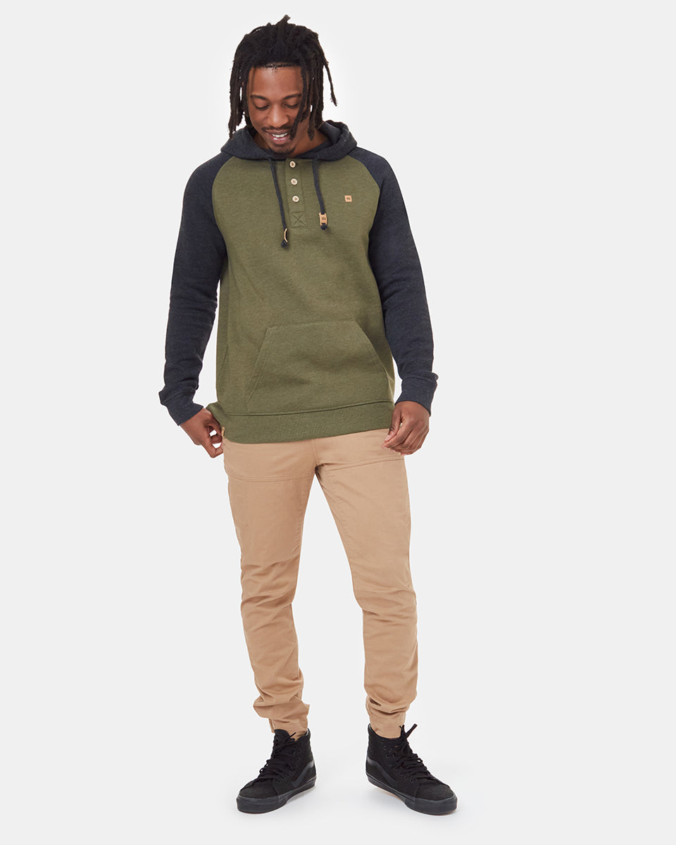 Black,Green Organic Cotton Button Hoodie