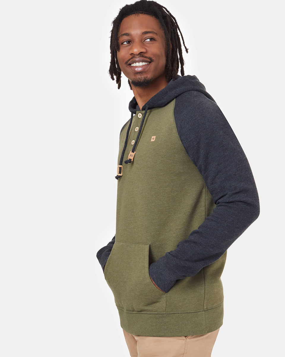 Black,Green Organic Cotton Button Hoodie