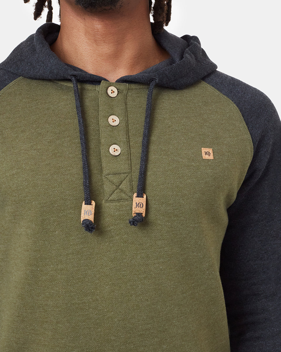 Black,Green Organic Cotton Button Hoodie