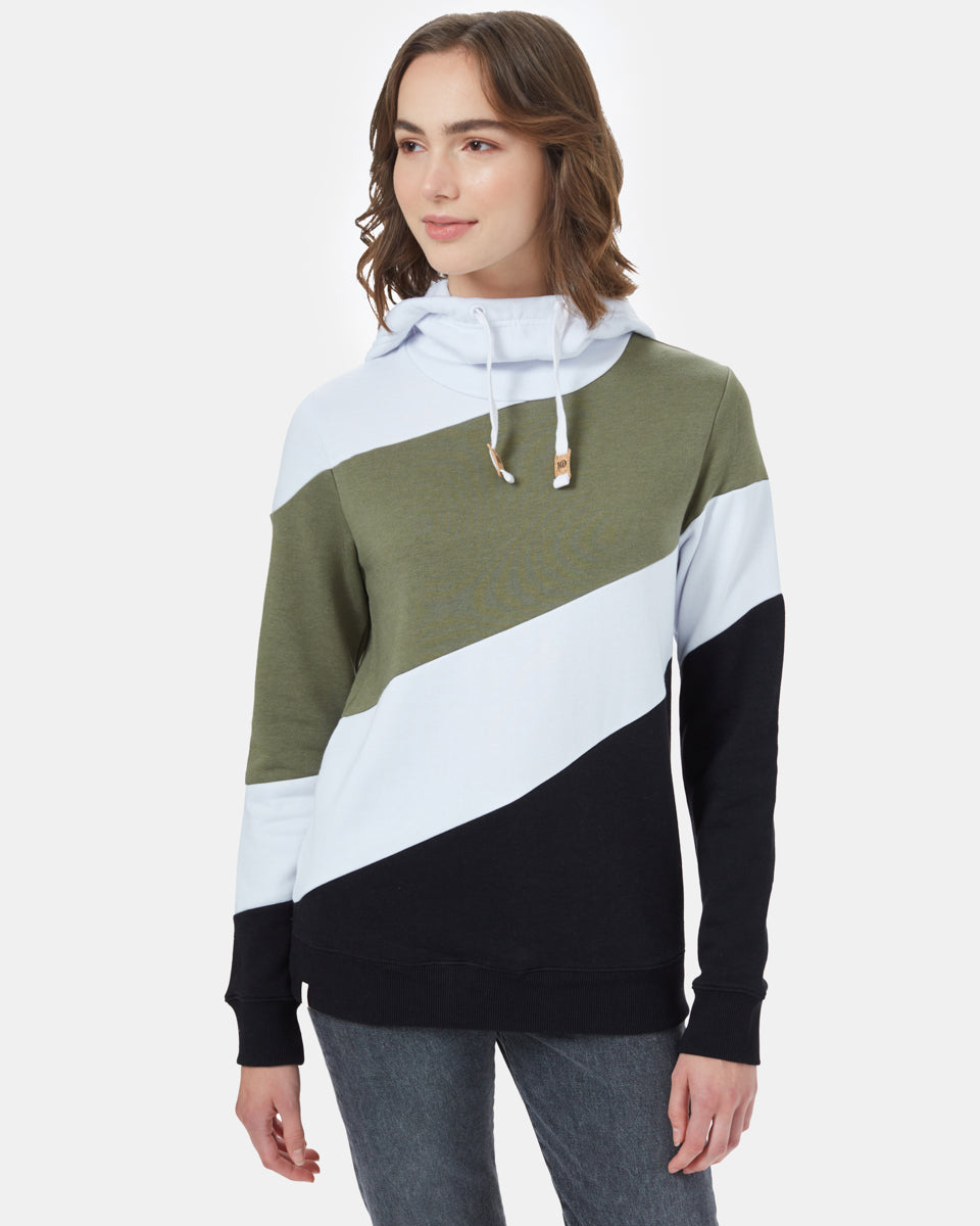 Black,Green Organic Cotton Fleece Stripe Pullover