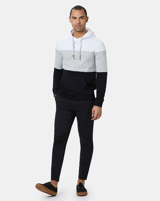 Black,White Men's Stripe Pullover Hoodie