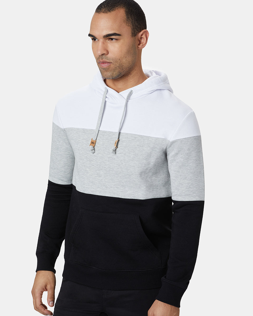 Black,White Men's Stripe Pullover Hoodie