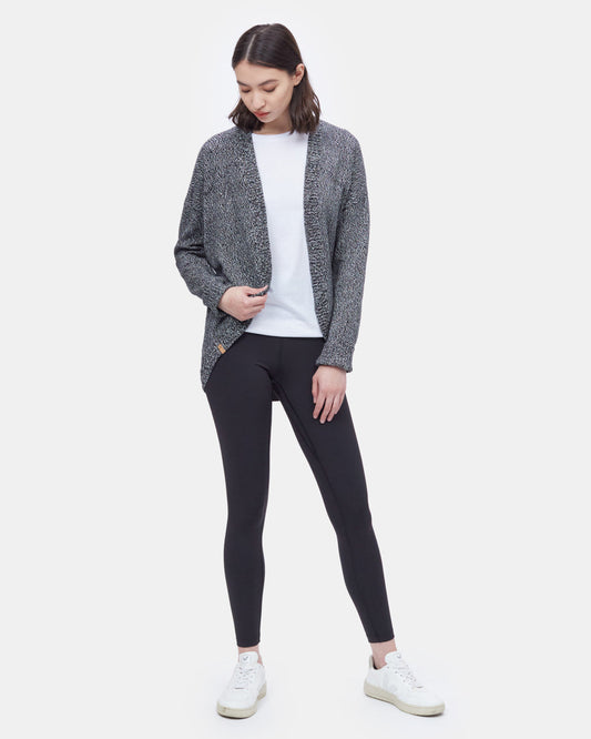 Black,White Women's Organic Cotton Knit Cardigan