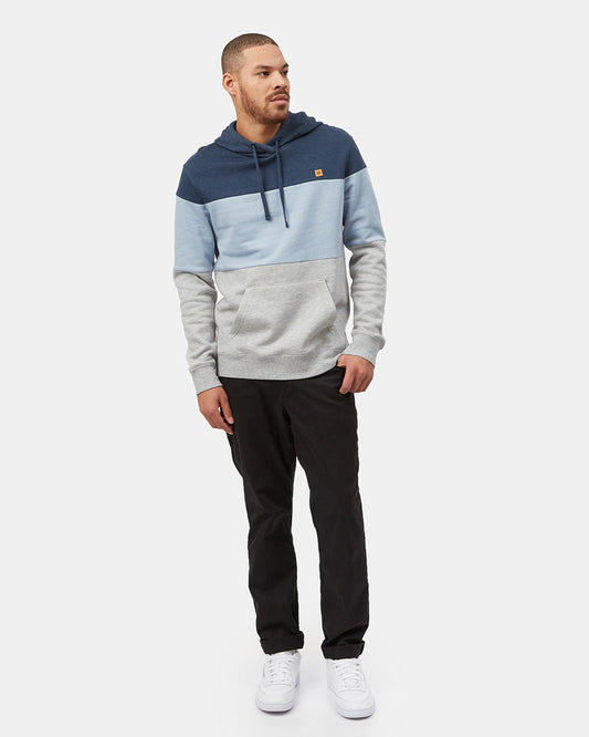 Blue,Gray Men's Stripe Pullover Hoodie